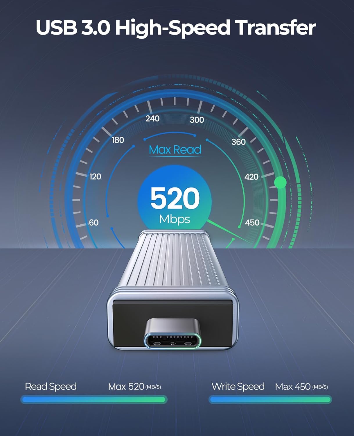 ORICO 1TB Portable SSD Up to 520MB/s, USB3.2 Gen2 External Solid State Drive, Metal High-Speed External SSD, Reliable Storage for iPhone 16 Series, Tablets, Laptops - Image 2