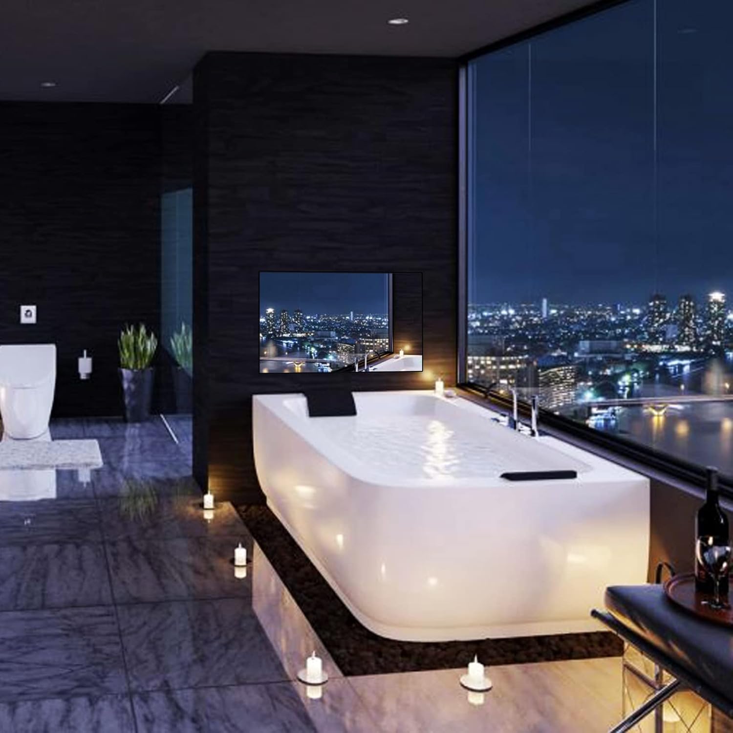 elecsung 28inch 4K UHD Smart TV for Bathroom,Mirror Panel, IP65 Waterproof,Built-in Alexa, WiFi, Bluetooth,Speakers,webOS System - Image 3