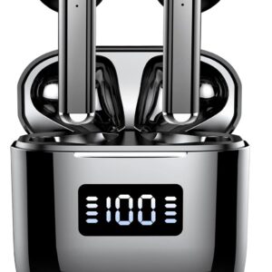 Wireless Earbuds, Wireless Headphones Bluetooth 5.3 Earbuds with 4 Mics, 2025 Bluetooth Headphones In Ear Buds Sport, IP7 Waterproof ENC Noise Cancelling Earphones, HiFi Stereo, LED Display, Black