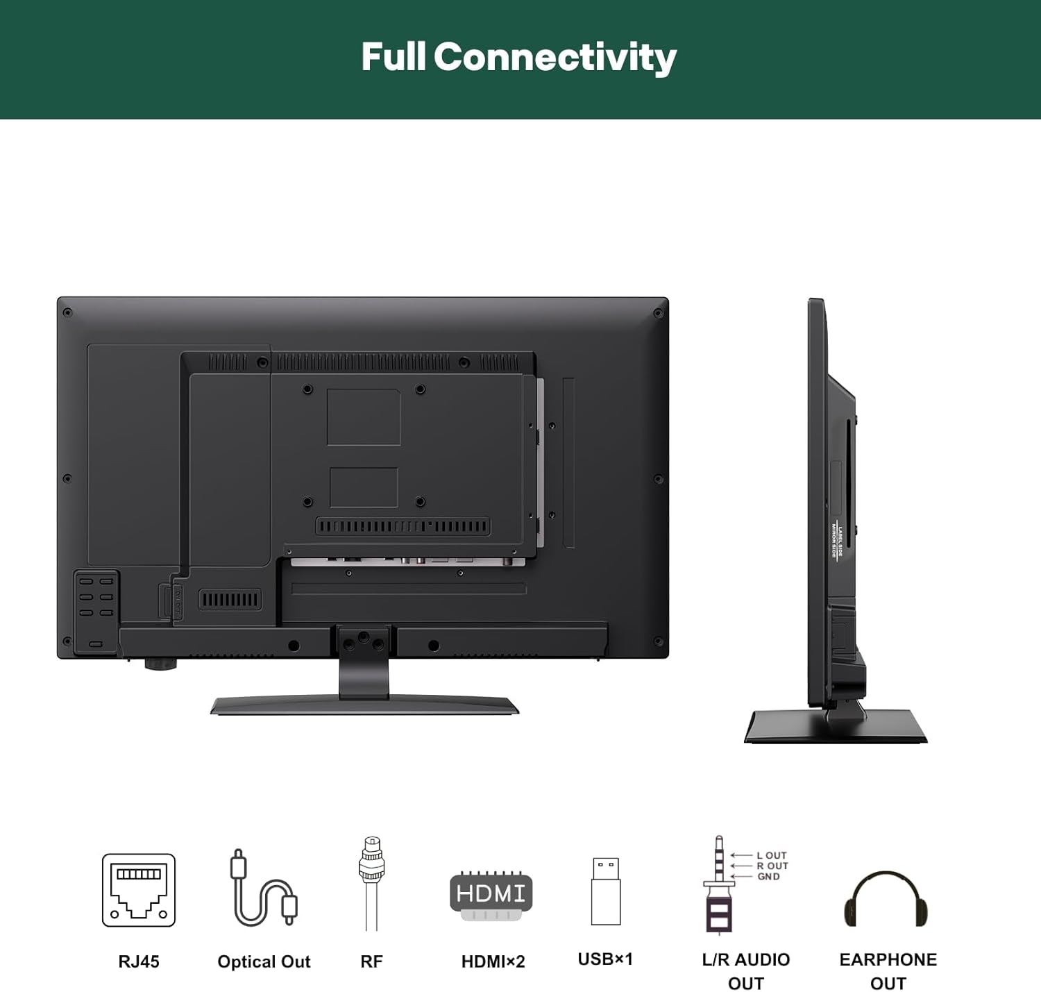 SYLVOX 12 Volt TV, 19" Smart RV TV with Built-in DVD Player, Google OS Voice Remote ATSC NTSC HDMI USB, AC/DC Powered, 12V Television for RV Camper Van Vehicle(Trailer Series) - Image 9