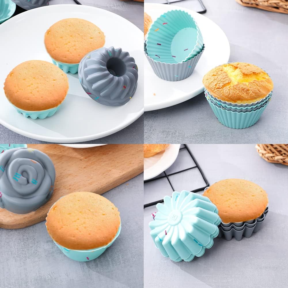 30pcs Nonstick Silicone Bakeware Set With Baking Pan, Cake Molds, Baking Sheet, Donut Pan, Muffin Pan,Cake Pan, And 24 Pack Silicone Cupcake Mold Baking Cups - Image 7