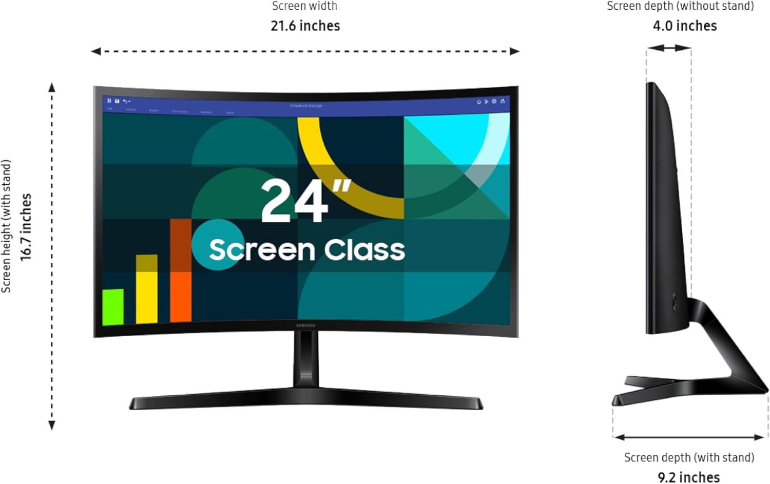 SAMSUNG 24" Essential S3 (S36GD) Series FHD 1800R Curved Computer Monitor, 100Hz, Game Mode, Advanced Eye Comfort, HDMI and D-sub Ports, LS24D366GANXZA - Image 3