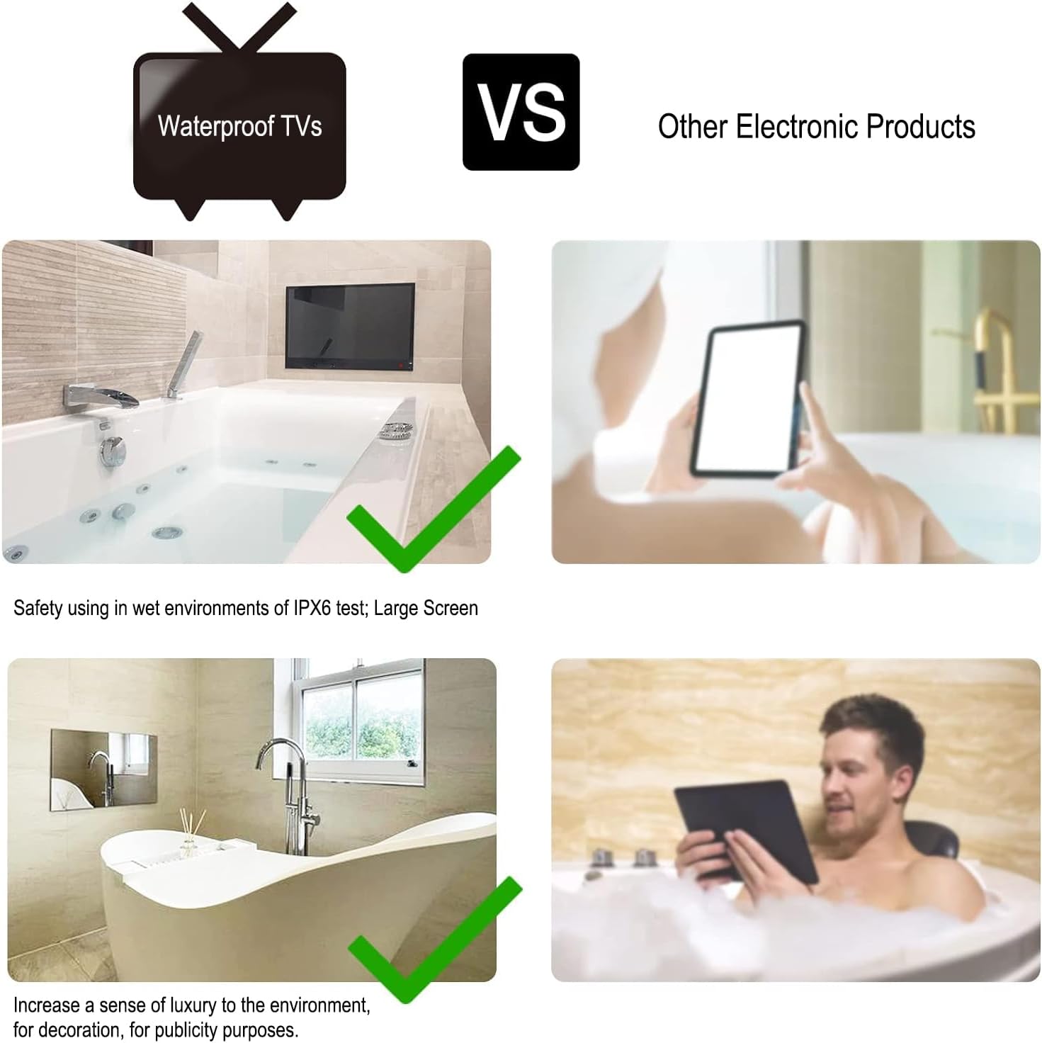 Soulaca 18.5 inches Smart Mirror TV Android for Your Bathroom Entertainment Sleek Modern, Waterproof with WiFi Bluetooth ATSC Compact Area Use - Image 8