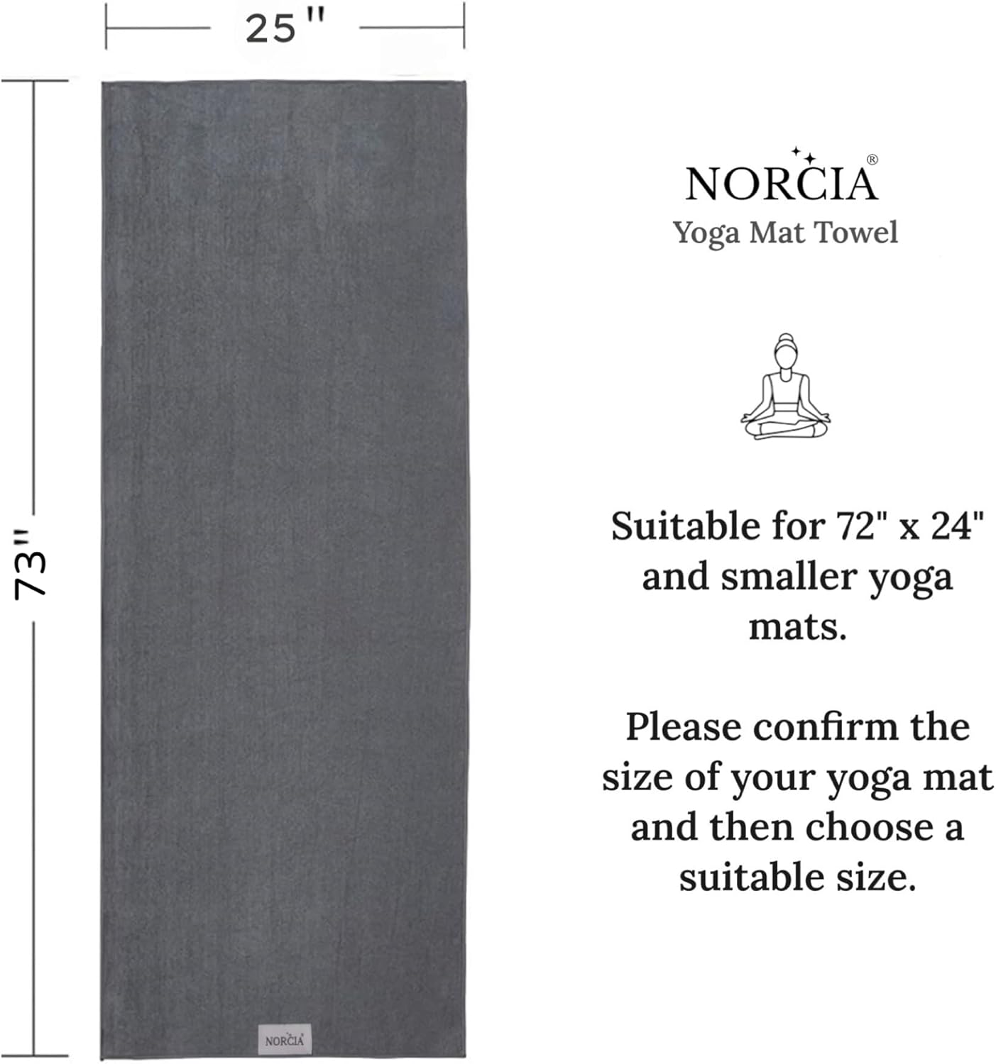 Non Slip Yoga Towel with Corner Pockets, Mat-Sized 24"x72", 100% Microfiber Sweat Absorbent, Perfect for Hot Yoga, Bikram, Pilates and More (Grey) - Image 2