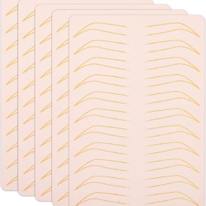 5 Pcs Microblading Practice Fake Skin Sheet for Eyebrow Tattoo, Fake Skin for Tattoo, Micro Blading Eye Brow Makeup, Double Sides Silicone Tattoo Skin Practice Kit, Tattooing Supplies