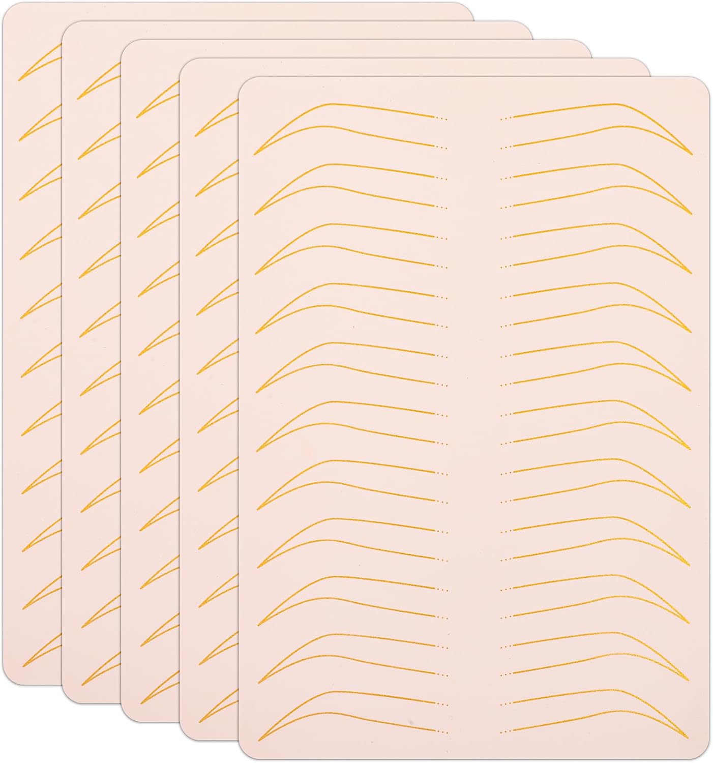 5 Pcs Microblading Practice Fake Skin Sheet for Eyebrow Tattoo, Fake Skin for Tattoo, Micro Blading Eye Brow Makeup, Double Sides Silicone Tattoo Skin Practice Kit, Tattooing Supplies