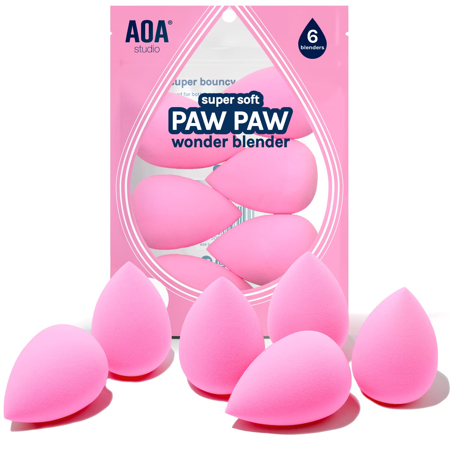 AOA Studio Collection makeup Sponge Set Latex Free and High-definition Set of 6 - Image 2