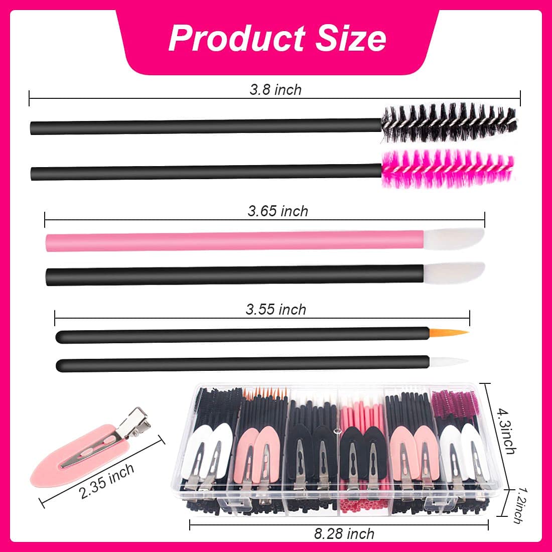 283 Pieces Makeup tools Kit Includes Plastic storage Organizer Box Hair Clips Eyeliner Brushes Mascara Wands and Lipstick Applicators For Lip (283A) - Image 2