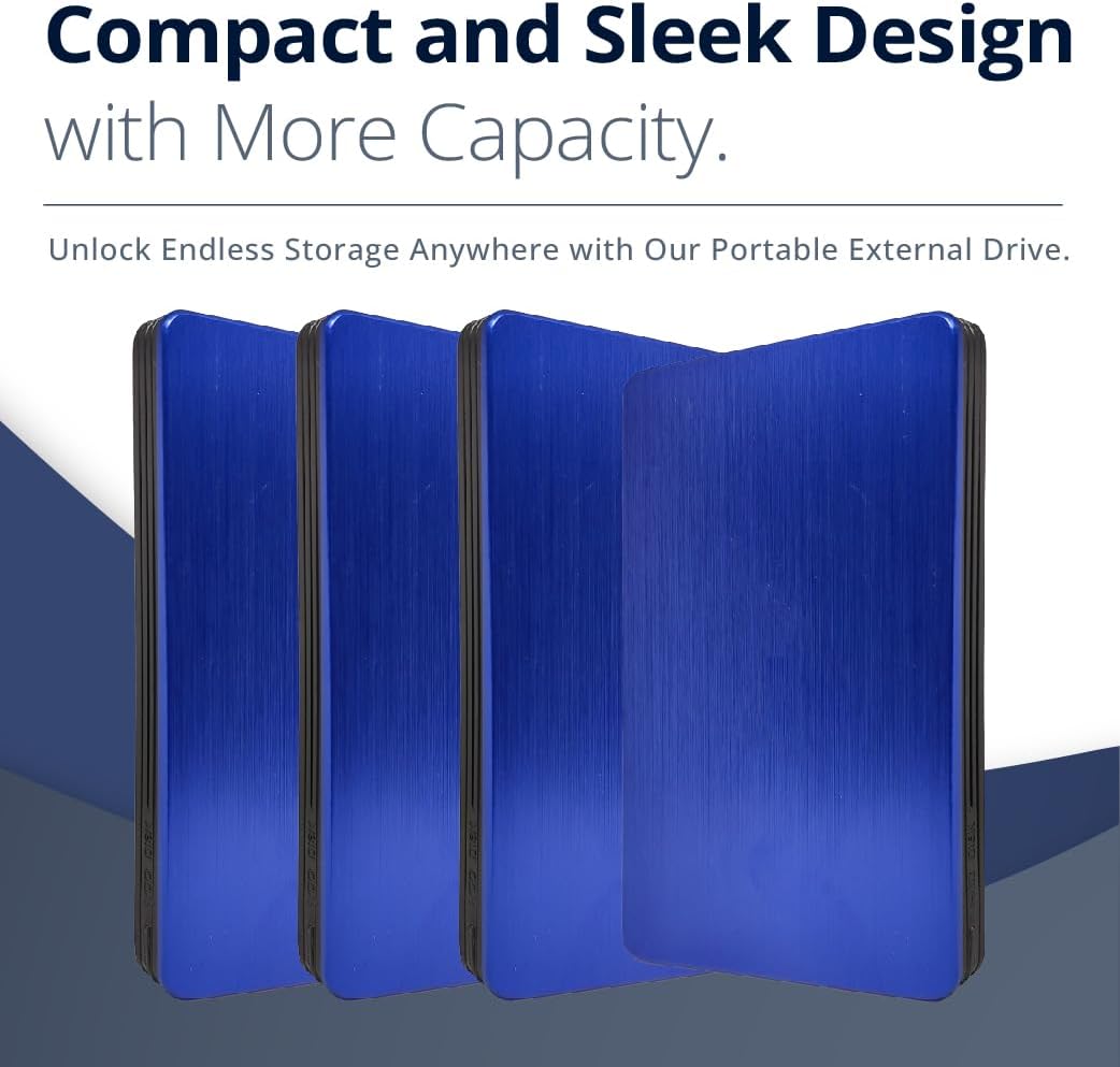 1TB External Hard Drive USB 3.0 Portable Hard Drive 2.5inch External HDD High-Speed Data Transfer Storage and Backup External Hard Drives for Laptop, Gaming Console, PC, MAC, Desktop - Blue - Image 4