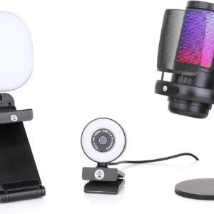 Live Video Streaming Kit, Includes 1080p 30 FPS Webcam, RGB USB Microphone, Adjustable LED Light for Twitch, YouTube, Podcast and WFH. for PC and Laptop (Not Console)