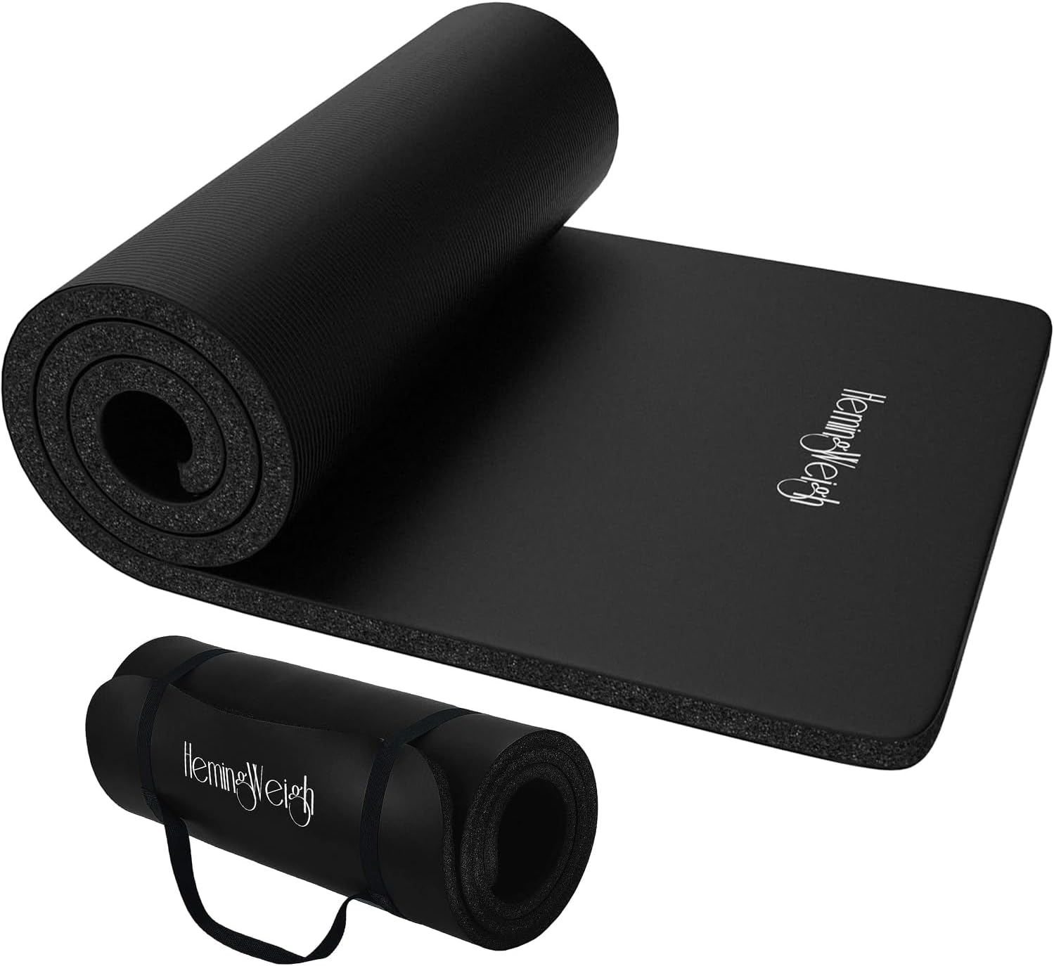 HemingWeigh 1 Inch Extra Thick Non Slip Yoga Mat - Exercise Mats for Home Workouts, Black (70"L x 23"W) - Image 6