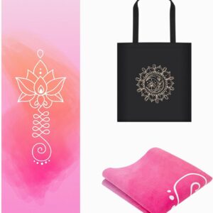 Travel Yoga Mat, Non-slip Foldable Travel Fitness Mat With Carry Bag for Yoga, Exercise, Pilates, 1.5mm Thick Lightweight Exercise Yoga Mat for Women
