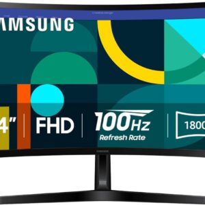 SAMSUNG 24″ Essential S3 (S36GD) Series FHD 1800R Curved Computer Monitor, 100Hz, Game Mode, Advanced Eye Comfort, HDMI and D-sub Ports, LS24D366GANXZA