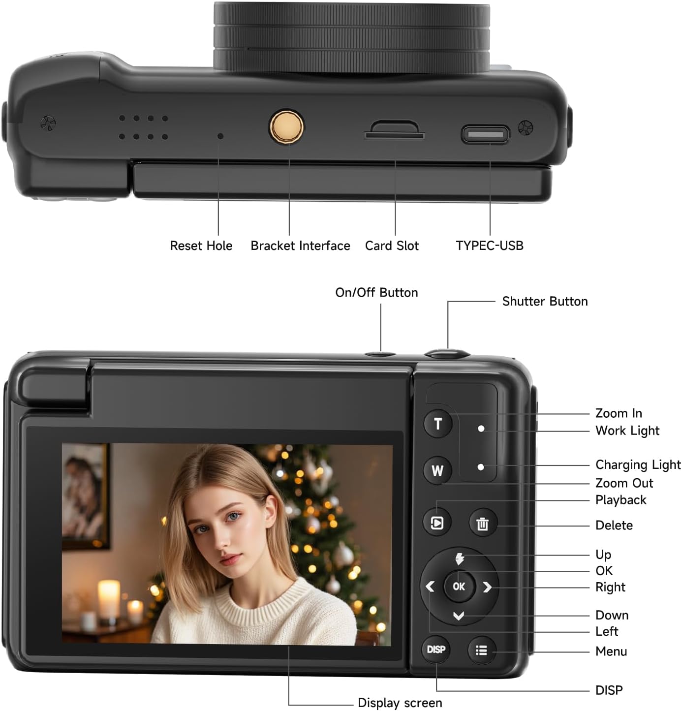 4K Digital Camera for Photography, Autofocus 64MP Vlogging Camera for YouTube with 3" 180° Flip Screen, 16X Zoom Compact Travel Point and Shoot Camera with Flash for Beginners, 64GB Card, Black - Image 7