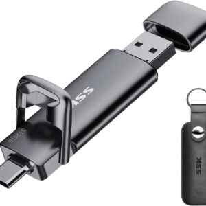 SSK External USB C SSD Flash Drive 512GB, Up to 550MB/s 2-in-1 Type C+ USB A USB3.2 Gen2 Solid State Thumb Drive, Memory Stick Data Storage for iPhone 15/PS4/PS5/Android Phone/Windows/Mac