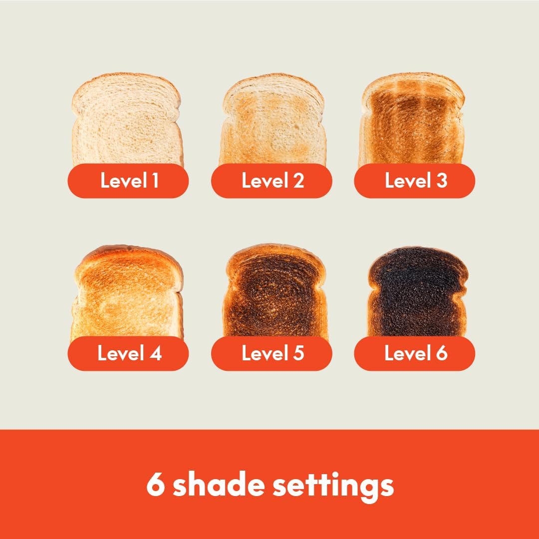 bella 2 Slice Slim Toaster, Fits-anywhere™ Kitchenware, 6 Setting Shade Control with Reheat & Cancel Buttons, Fits sourdough, 10” Long Slot, Anti Jam & Auto Shutoff, 900 Watt, Oatmilk - Image 5