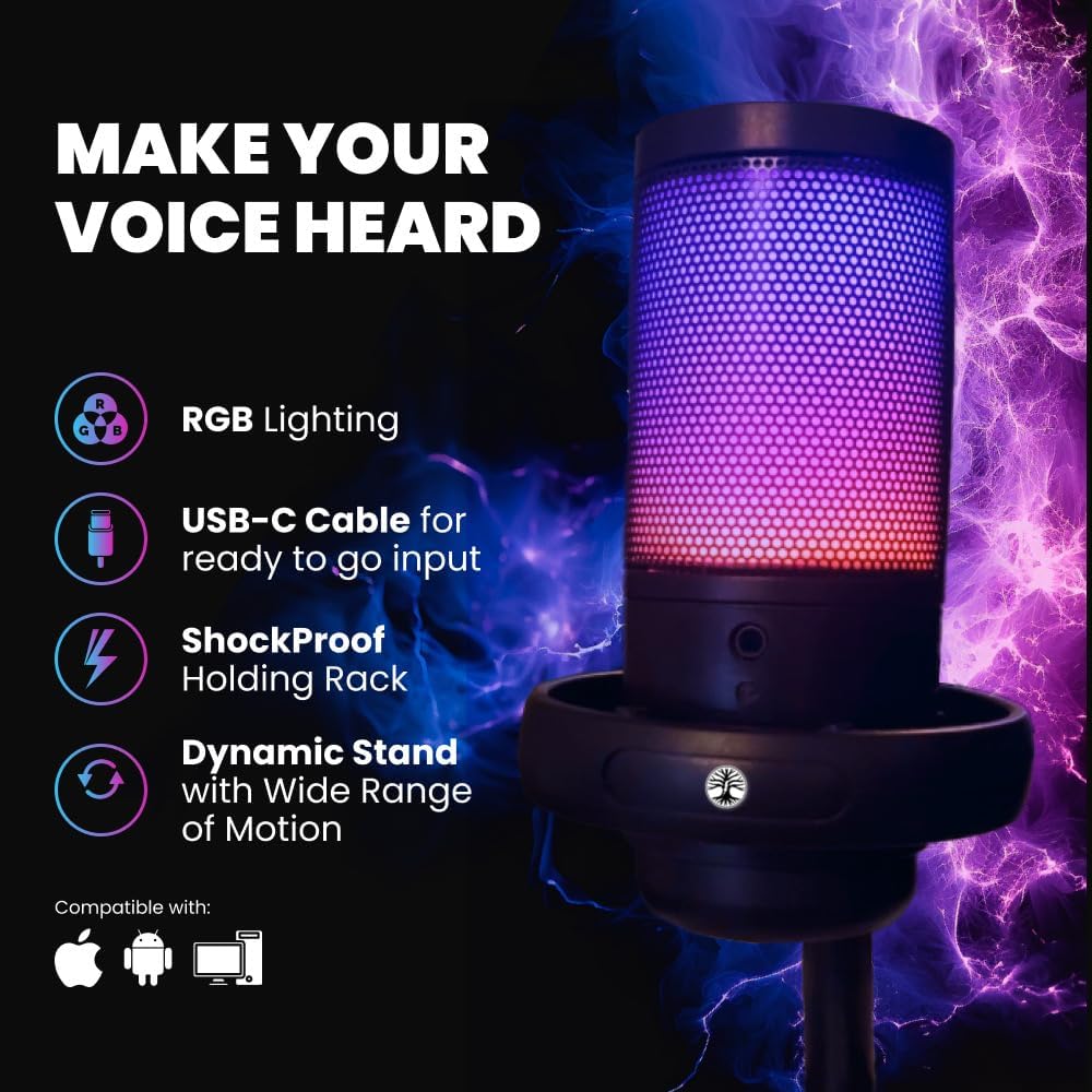 Live Video Streaming Kit, Includes 1080p 30 FPS Webcam, RGB USB Microphone, Adjustable LED Light for Twitch, YouTube, Podcast and WFH. for PC and Laptop (Not Console) - Image 4