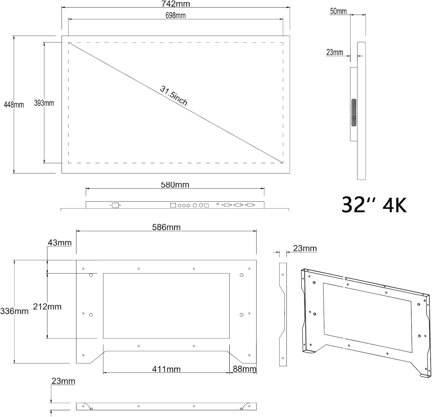Soulaca 32 inches 4K Touchscreen Android Bathroom Mirror LED Smart TV IP65 Waterproof UHD WiFi Bluetooth Frameless ATSC SPA Hotel 2025 Model - Image 5
