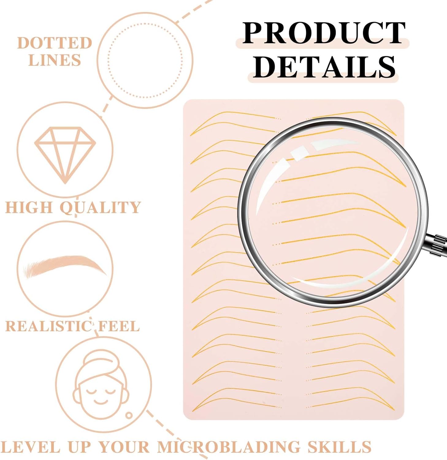 5 Pcs Microblading Practice Fake Skin Sheet for Eyebrow Tattoo, Fake Skin for Tattoo, Micro Blading Eye Brow Makeup, Double Sides Silicone Tattoo Skin Practice Kit, Tattooing Supplies - Image 4