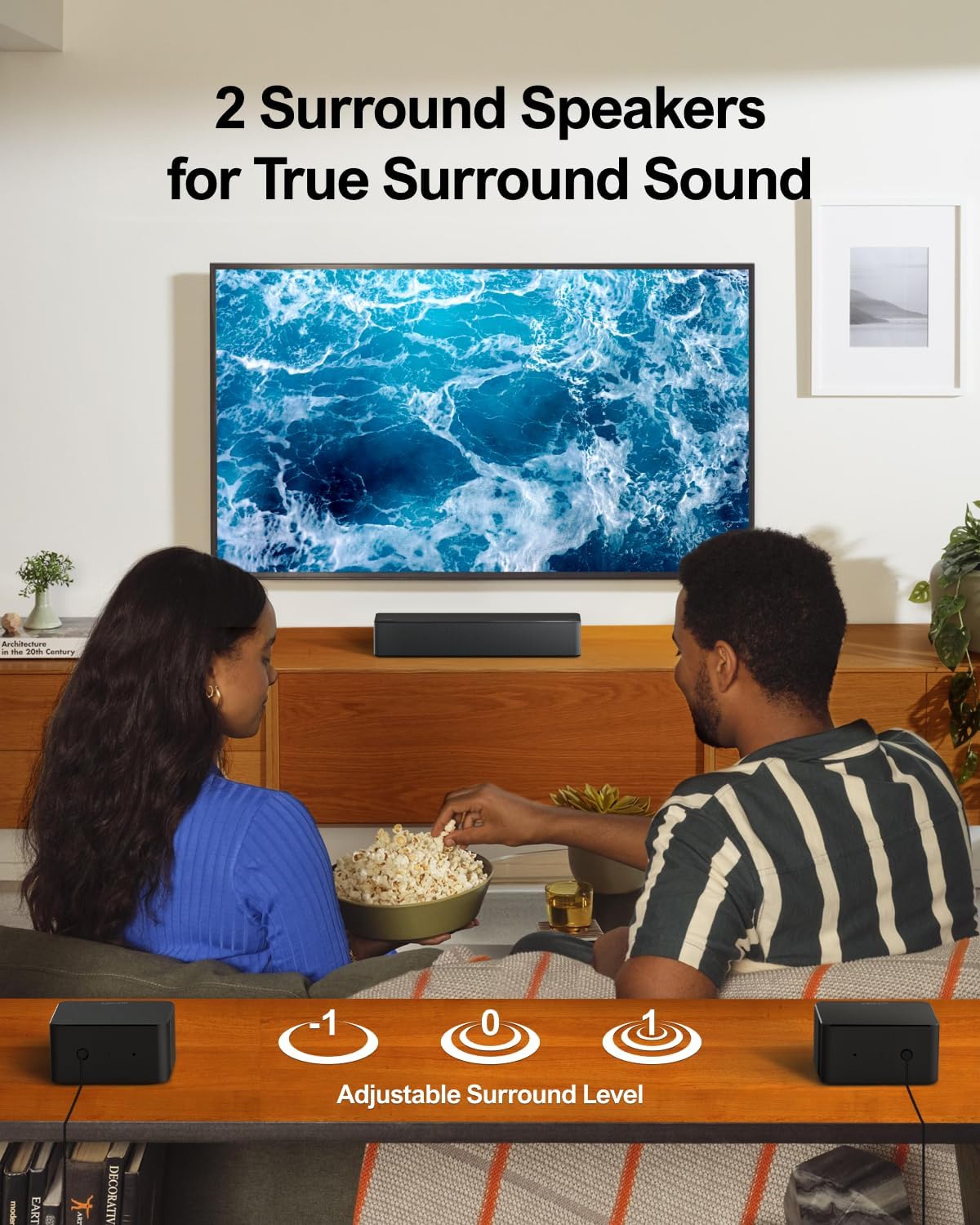 ULTIMEA 5.1 Sound Bar, 410W Dolby Atmos Surround Sound System for TV, 3D Sound Bars for Smart TV w/Subwoofer, Adjustable Surround & Bass, Home Audio w/APP Control, Poseidon D60(New 2025 Version) - Image 3