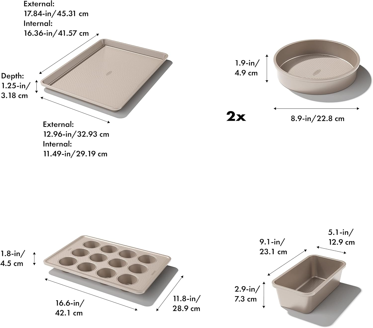 OXO Good Grips Non-Stick Pro 5 Piece Metal Bakeware Set - Image 2