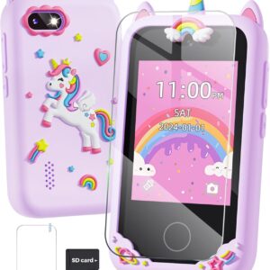 Gifts for Girls Age 6-8 Smart Phone Easter Christmas Stocking Stuffers for Kids Toy for Teenage 3 4 5 7 9 6 8 Year Old Birthday Gift Ideas with 8G SD Card (Purple)