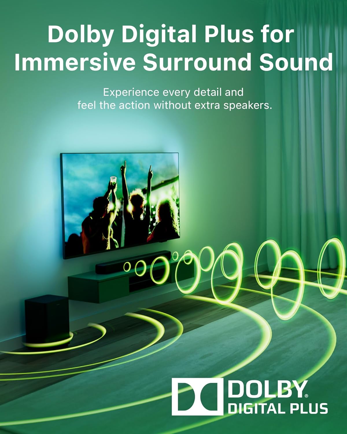 PHILIPS B5309 Soundbar 2.1 with Wireless Subwoofer and Immersive DTS Virtual:X Audio Technology - 240W Max Power, Deep Bass, Bluetooth 5.4, Four EQ Modes, HDMI ARC and USB connectivity - Dark Grey - Image 4