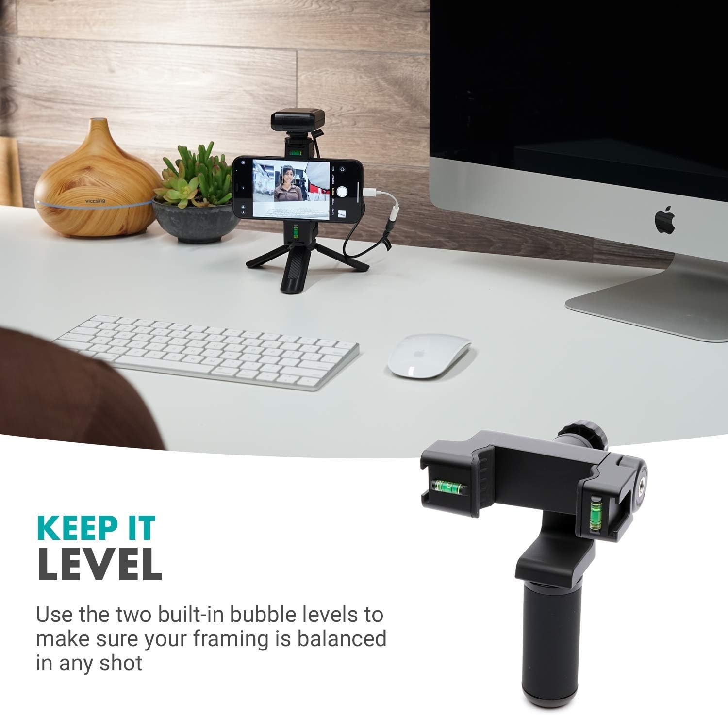 Movo PR-3 Rotating Smartphone Grip Handle Rig with Vertical and Horizonal Positions, Wrist Strap, Tripod Mount, Cold Shoe Mount for Lights and Microphones - for iPhone, Samsung, Google, Android Phones - Image 6