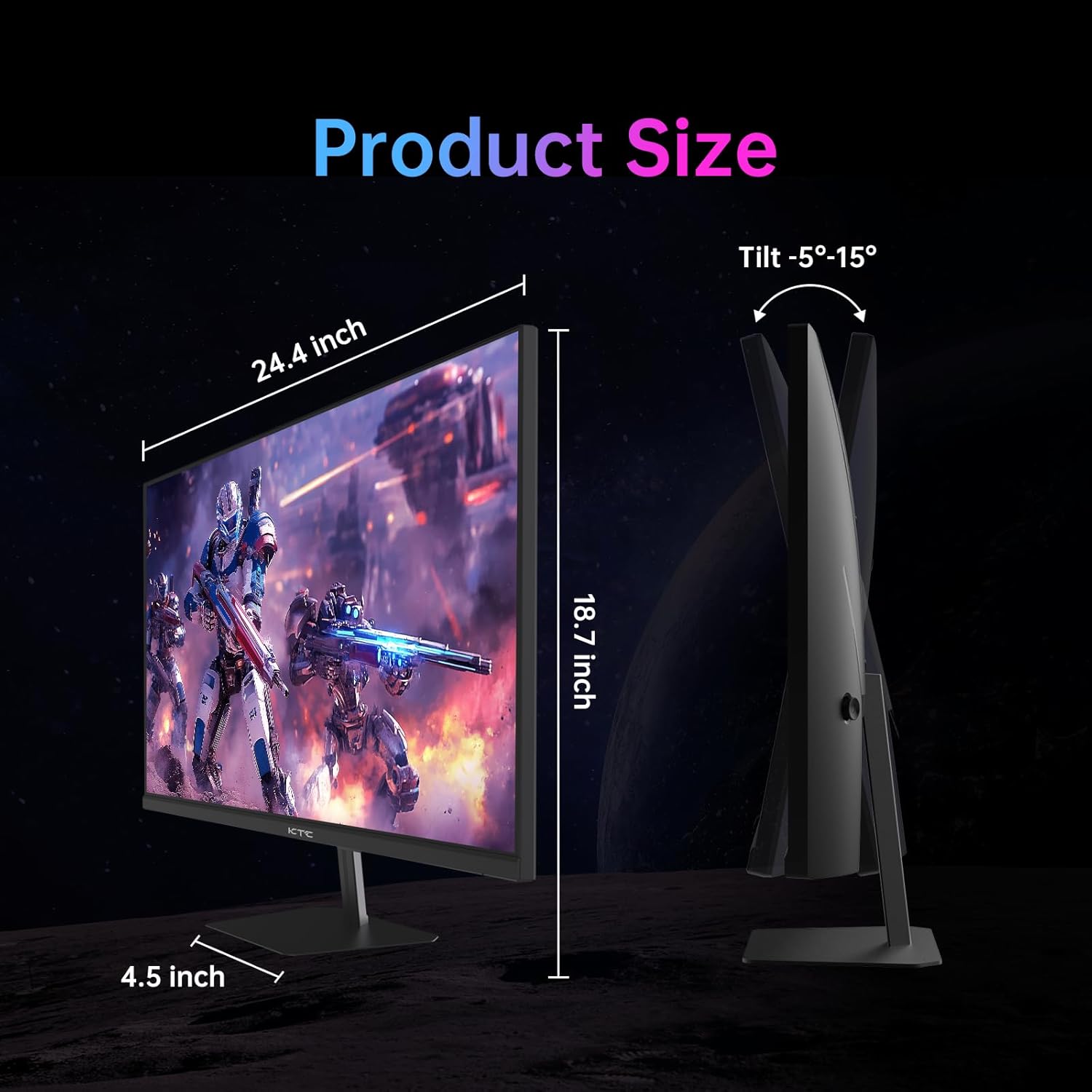 KTC 24 Inch 180Hz/190Hz Gaming Monitor, FHD PC Computer Monitor with Fast IPS Panel, HDR400, 133% sRGB, Bluelight Filter, 2 HDMI & 1 DP Port, Compatible Freesync and Wall Mountable, H24F8 - Image 9