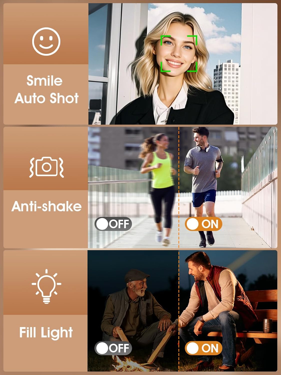 Digital Camera,Autofocus 4K Vlogging Camera for Photography with 32GB Card,48MP Portable Compact Point and Shoot Digital Camera for Teens Adult Beginner with 16X Zoom,Anti-Shake,2 Batteries(White) - Image 7