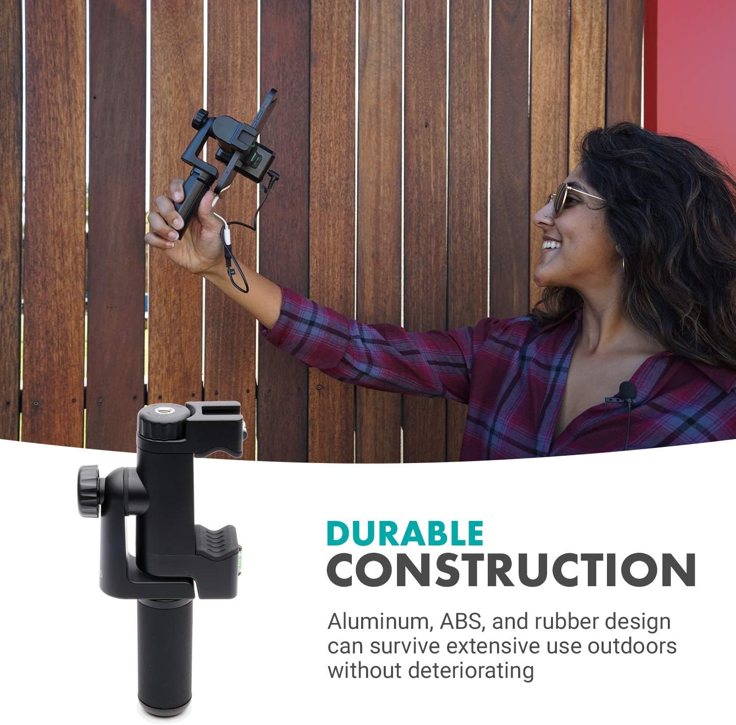 Movo PR-3 Rotating Smartphone Grip Handle Rig with Vertical and Horizonal Positions, Wrist Strap, Tripod Mount, Cold Shoe Mount for Lights and Microphones - for iPhone, Samsung, Google, Android Phones - Image 4