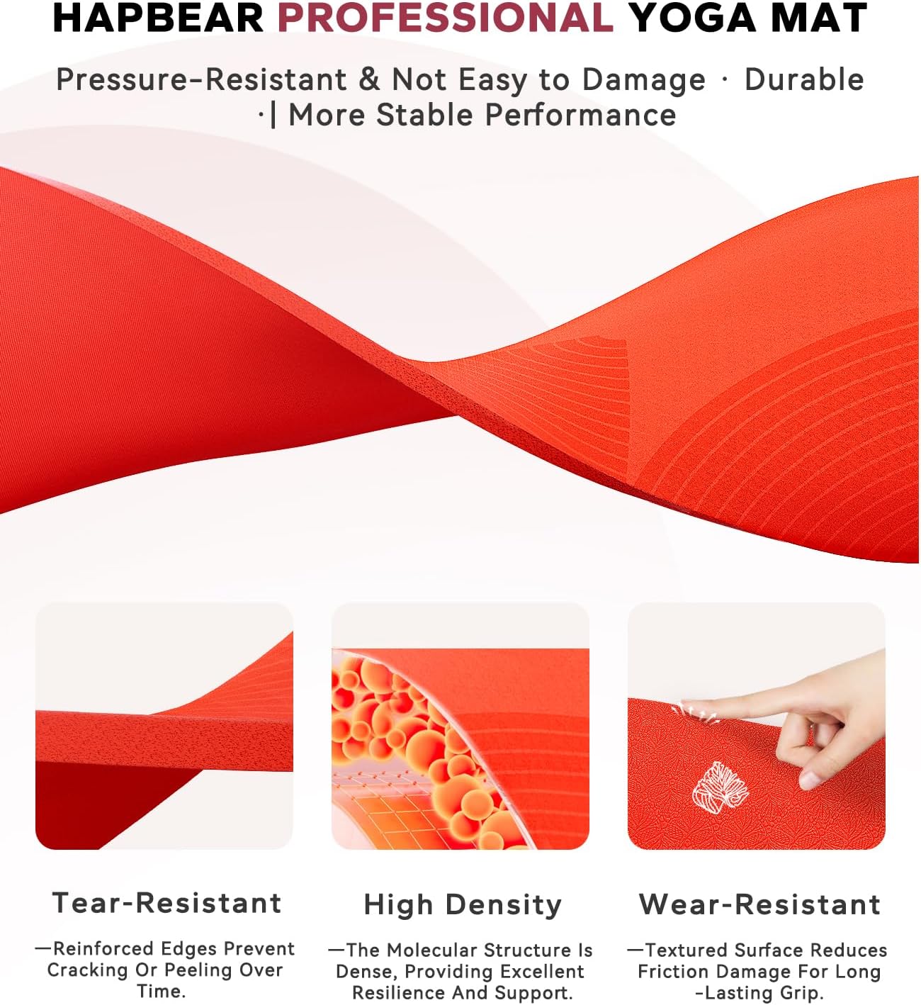 HAPBEAR Extra Large Yoga Mat (84''×30'') - 1/3'' Thick Double-Sided PVC Non-Slip Exercise Mat with High Rebound Cushioning, Dual-Side Usable for Home Gym, Yoga, Pilates & Workouts -Orange - Image 5