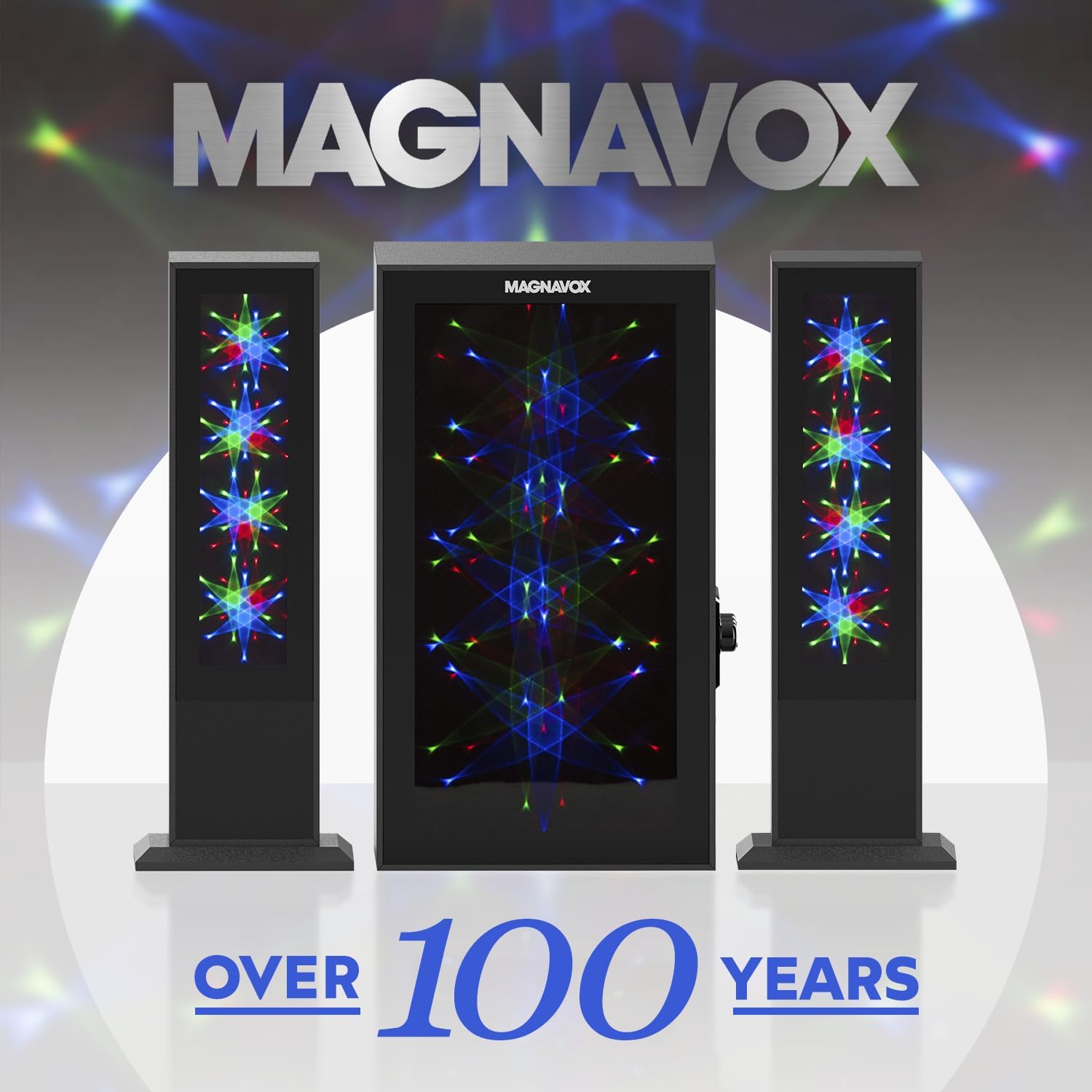Magnavox MHT990 2.1 Home Entertainment System with Bluetooth Wireless Technology and Color Changing Lights in Black | AUX Port | Subwoofer with 2 Speakers | Pulsing Lights | - Image 7