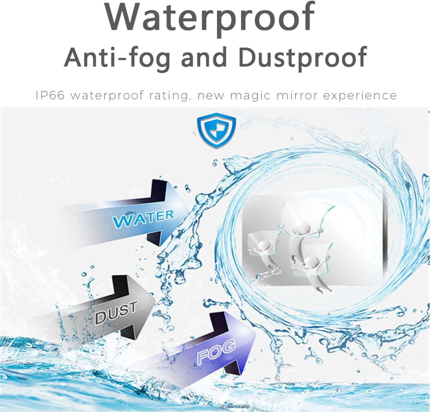 Soulaca 32 inches 4K Touchscreen Android Bathroom Mirror LED Smart TV IP65 Waterproof UHD WiFi Bluetooth Frameless ATSC SPA Hotel 2025 Model - Image 8