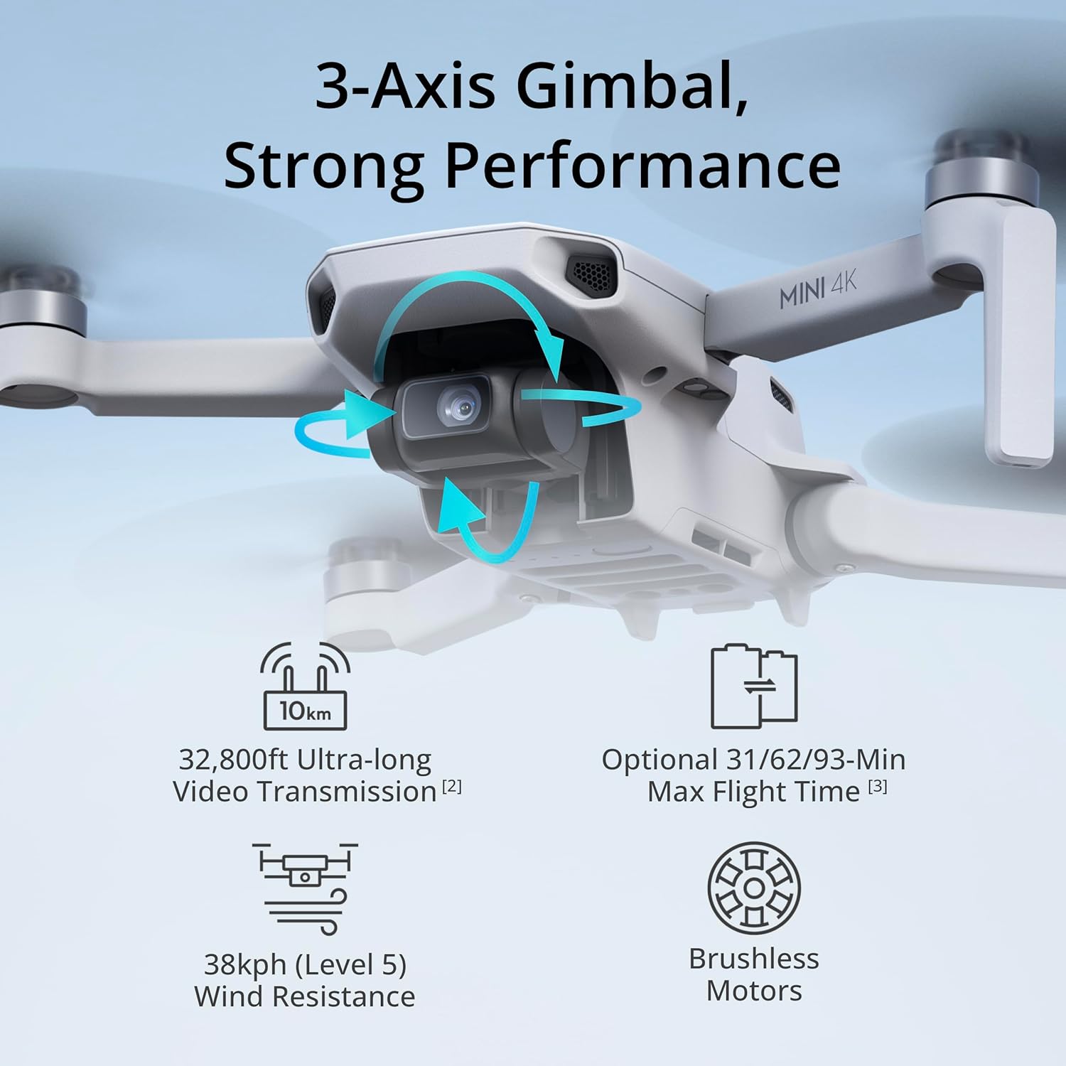 DJI Mini 4K, Drone with 4K UHD Camera for Adults, Under 249 g, 3-Axis Gimbal Stabilization, 10km Video Transmission, Auto Return, Wind Resistance, 1 Battery for 31-Min Max Flight Time, Intelligent Flight - Image 3