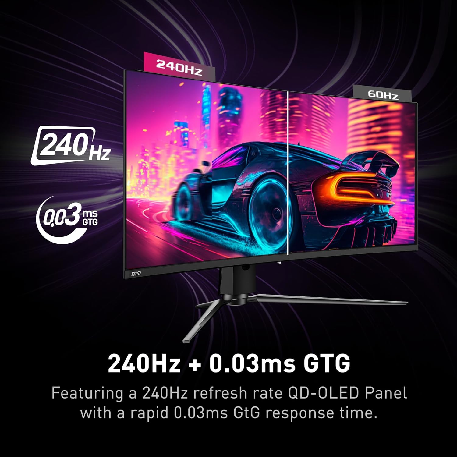 MSI MPG 341CQPX QD-OLED 34-inch Curved OLED Gaming Monitor, 3440 x 1440 (UWQHD), 0.03ms Response time, 240Hz, True Black HDR 400, HDMI, DP Port, USB Type C, Tilt, Height Adjustable - Image 7