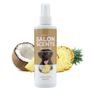 Bark2Basics Salon Scents Pet Grooming Cologne – 8 oz, Natural Professional Grade Perfume for Dogs and Cats, Spray, Long Lasting, Deodorizing, (Coconut and Pineapple)