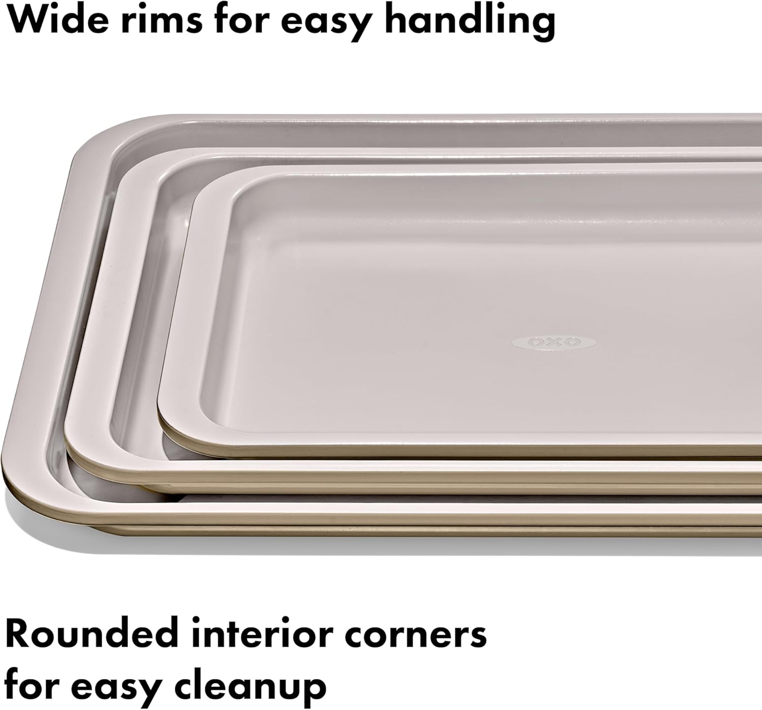 OXO Good Grips Non-Stick Pro Ceramic Coated Metal Bakeware 3-Piece Sheet Pan Set – Biscuit - Image 3