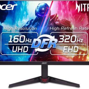 Acer Nitro 27” 4K UHD 3840 x 2160 Gaming IPS Monitor | AMD FreeSync Premium | Up to 160Hz Refresh Rate with DFR to FHD 320Hz| Up to 0.5ms | 1 x Display Port 1.4 & 2 x HDMI 2.1 Ports | VG270K V4bmiipx