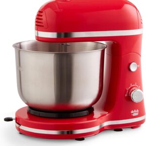DASH Delish by DASH Compact Stand Mixer, 3.5 Quart with Beaters & Dough Hooks Included – Red