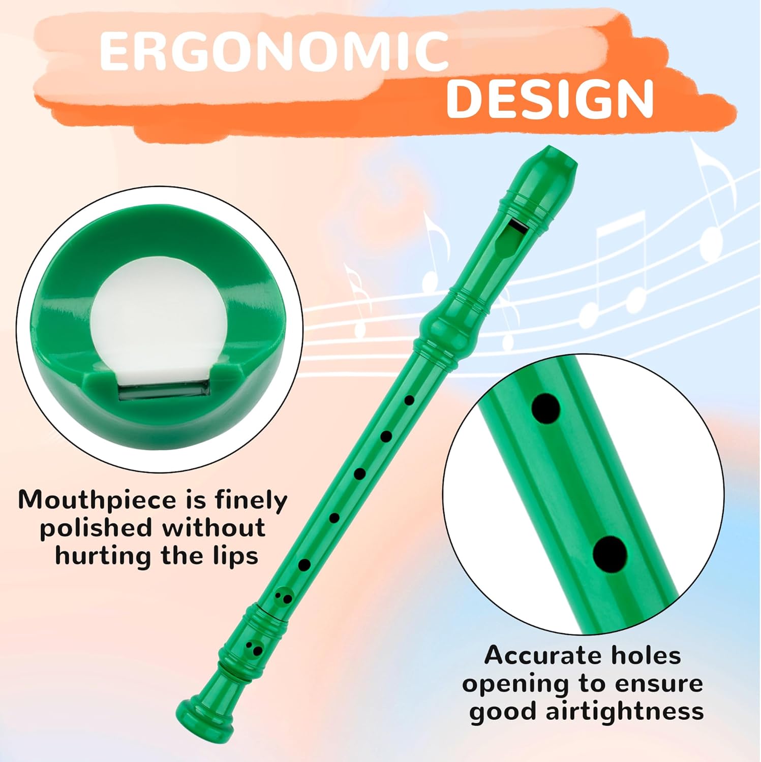 8-Hole Soprano Descant Recorder Baroque Style Kids Music Flute with Cleaning Rod & Case Bag for School Student Home Entertainment - Green - Image 5