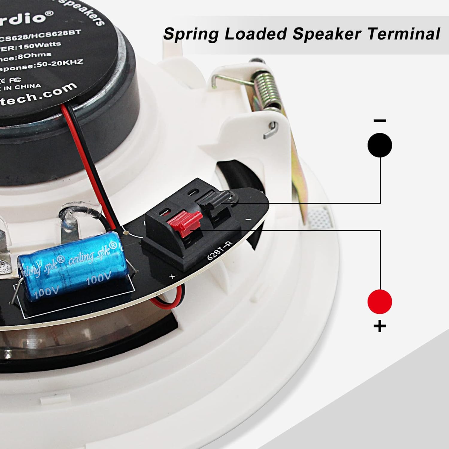 Herdio 6.5'' Bluetooth in Wall in Ceiling Speakers 600W 2-Way Flush Mount Speakers System with Wall Amplifier Receiver for Home Theater Office Bathroom(2Pairs, Paintable-Grille) - Image 4