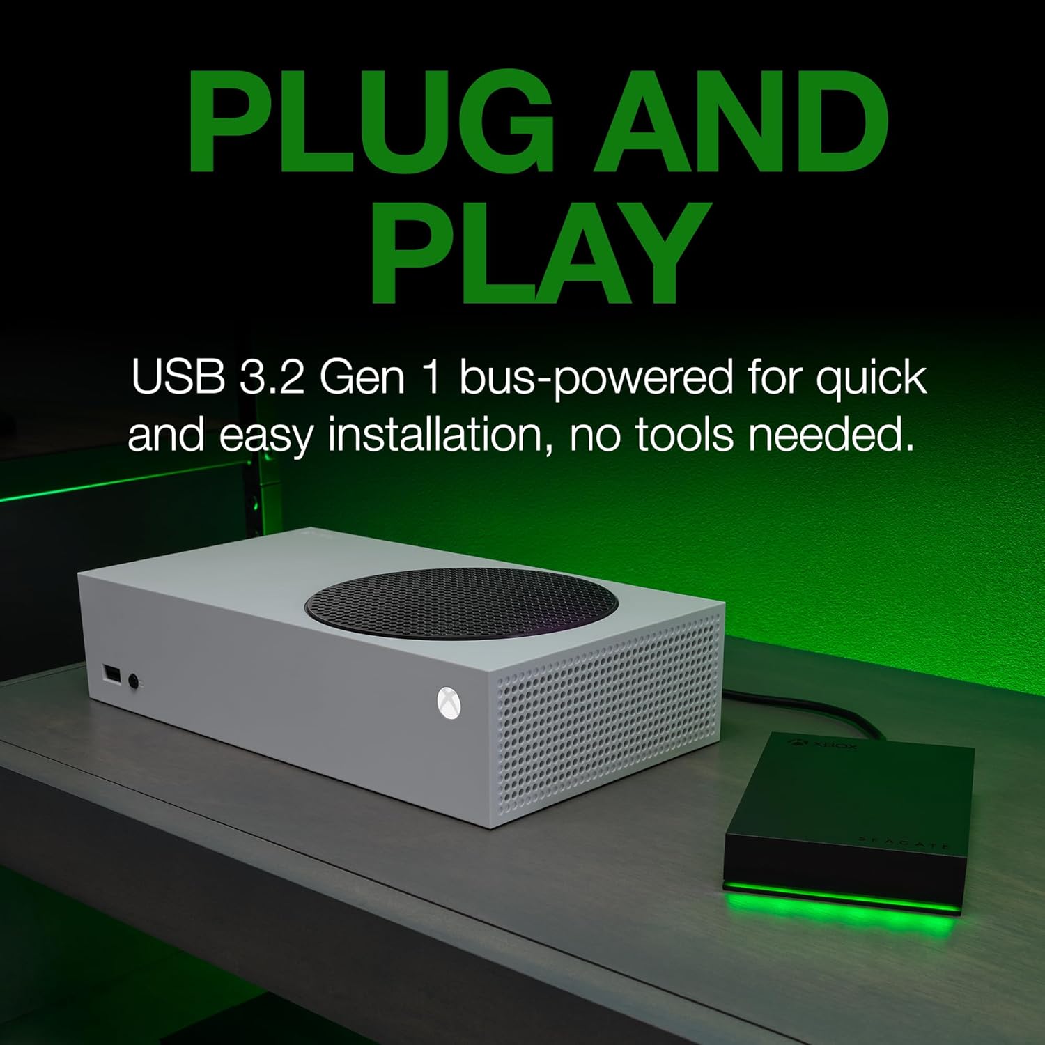 Seagate Game Drive for Xbox 5 TB External Hard Drive Portable HDD - USB 3.2 Gen 1, Black with Built-in Green LED bar, Xbox Certified, 3 Year Rescue Services(STKX5000403) - Image 6