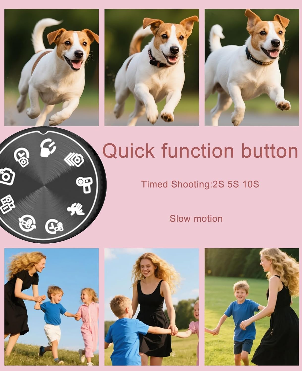 FLATIC Digital Camera, 5K 75MP Cameras for Photography with WiFi & 64GB TF Card, Autofoucs Vlogging Camera for YouTube with 180° Flip Screen, Compact Vlog Travel Camera Kit for Beginner, Teens, Pink - Image 6