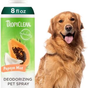 TropiClean Dog Perfume, Long Lasting Papaya Cologne, Deodorizing Spray for Smelly Dogs, After Bath Detangling Spray with Vitamin E, Safe for Cats, 8oz.