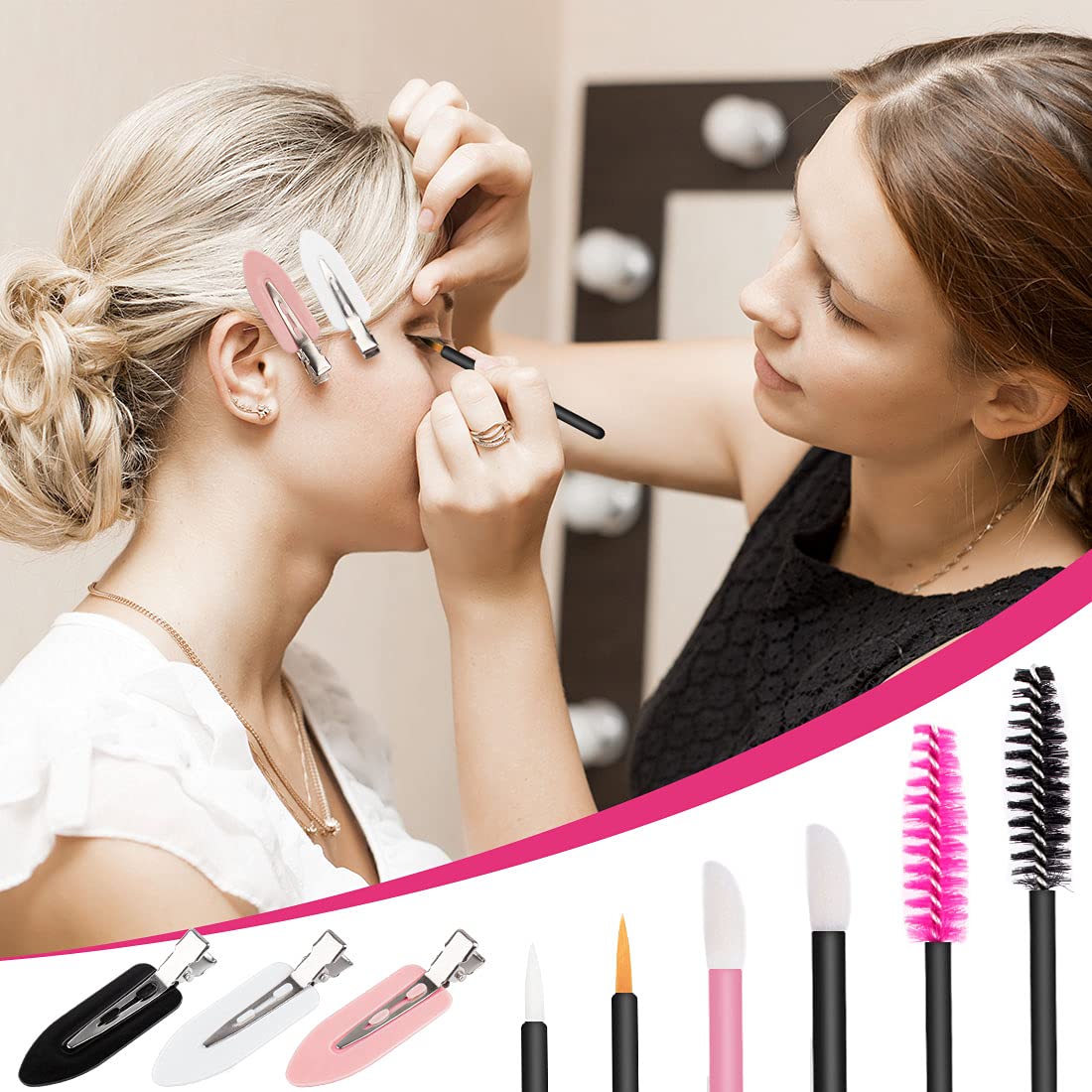 283 Pieces Makeup tools Kit Includes Plastic storage Organizer Box Hair Clips Eyeliner Brushes Mascara Wands and Lipstick Applicators For Lip (283A) - Image 7