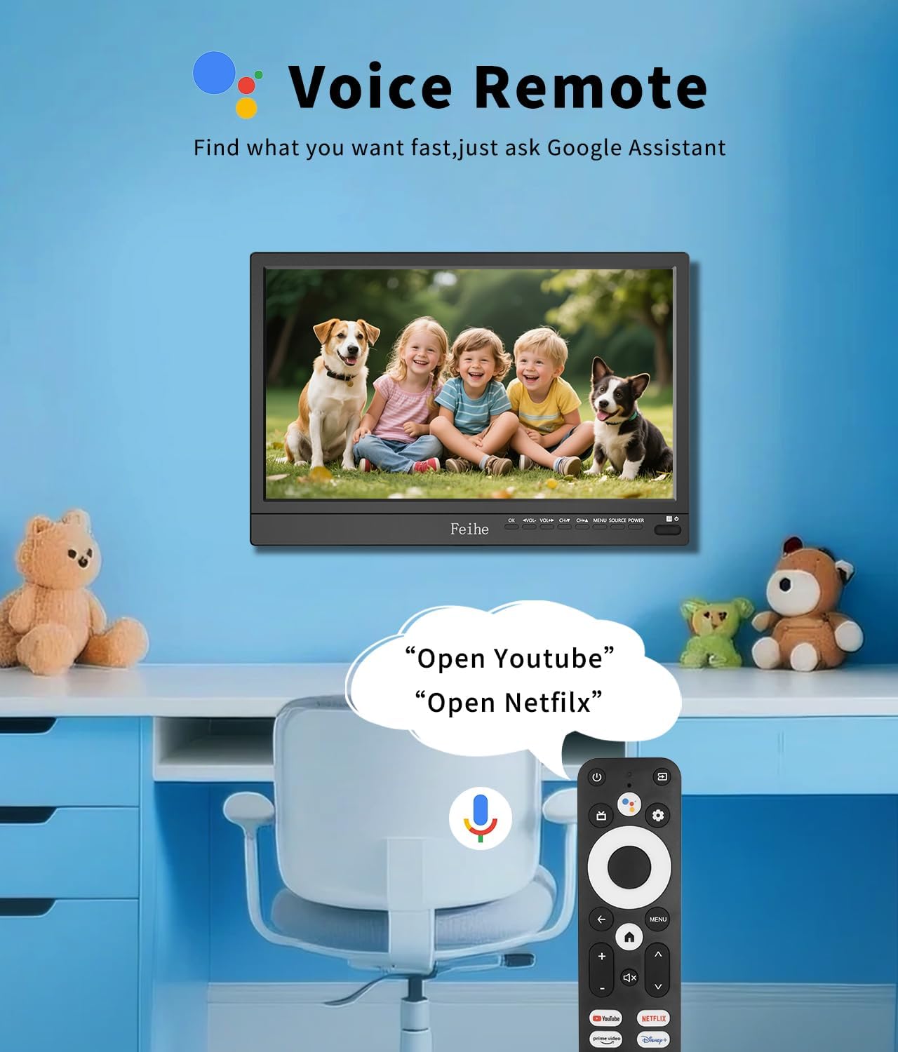 Feihe 14 inch Small Smart TV Built-in APP, HD Flat Screen Compact Smart Television for Kitchen, Home, RV Camper or On-The-Go Entertainment - Image 3