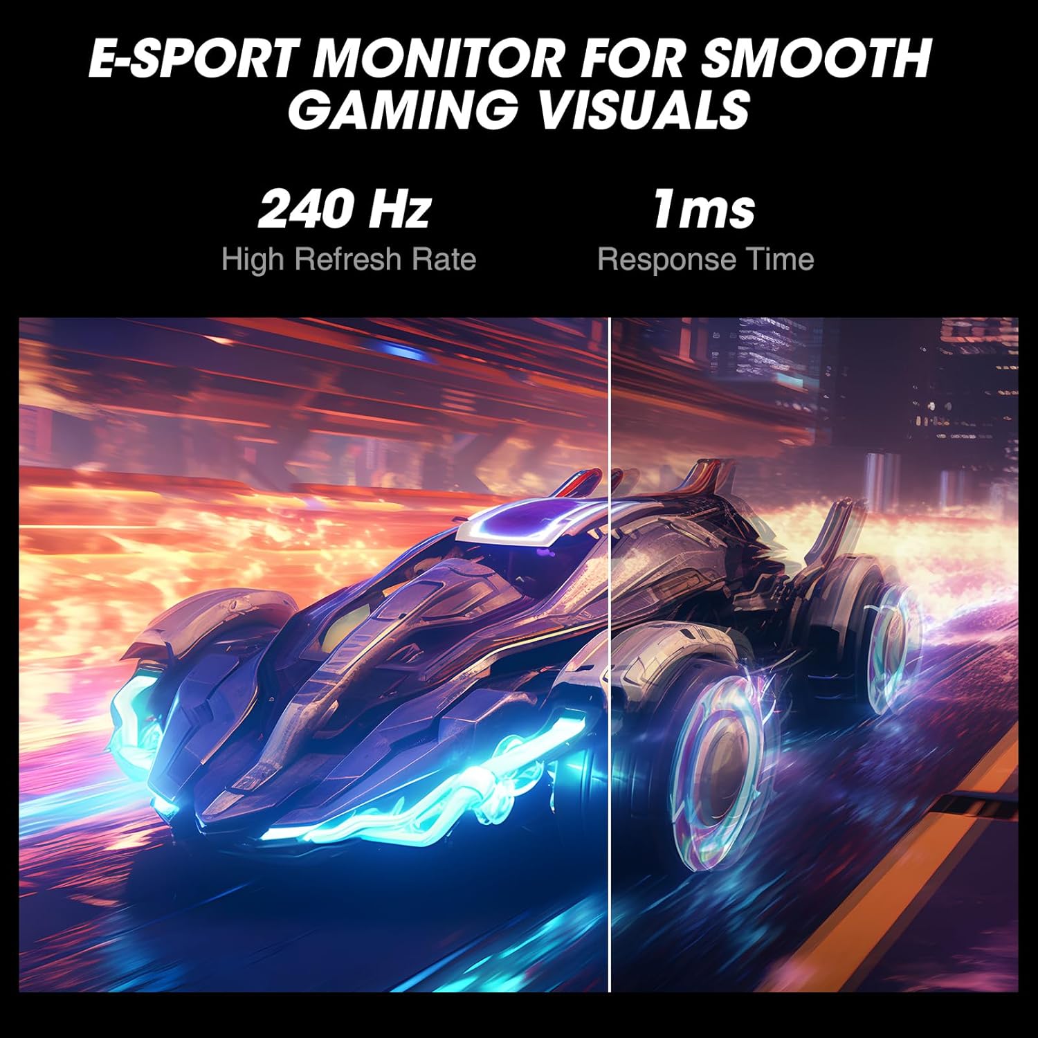 KOORUI GN02 27-inch 240Hz Gaming Monitor, 1ms FHD 1080p, G-SYNC and FreeSync Premium, HDMI 2.0/DP 1.4, Xbox PS5 Switch Ready, VESA, Tilt, Black - Image 2