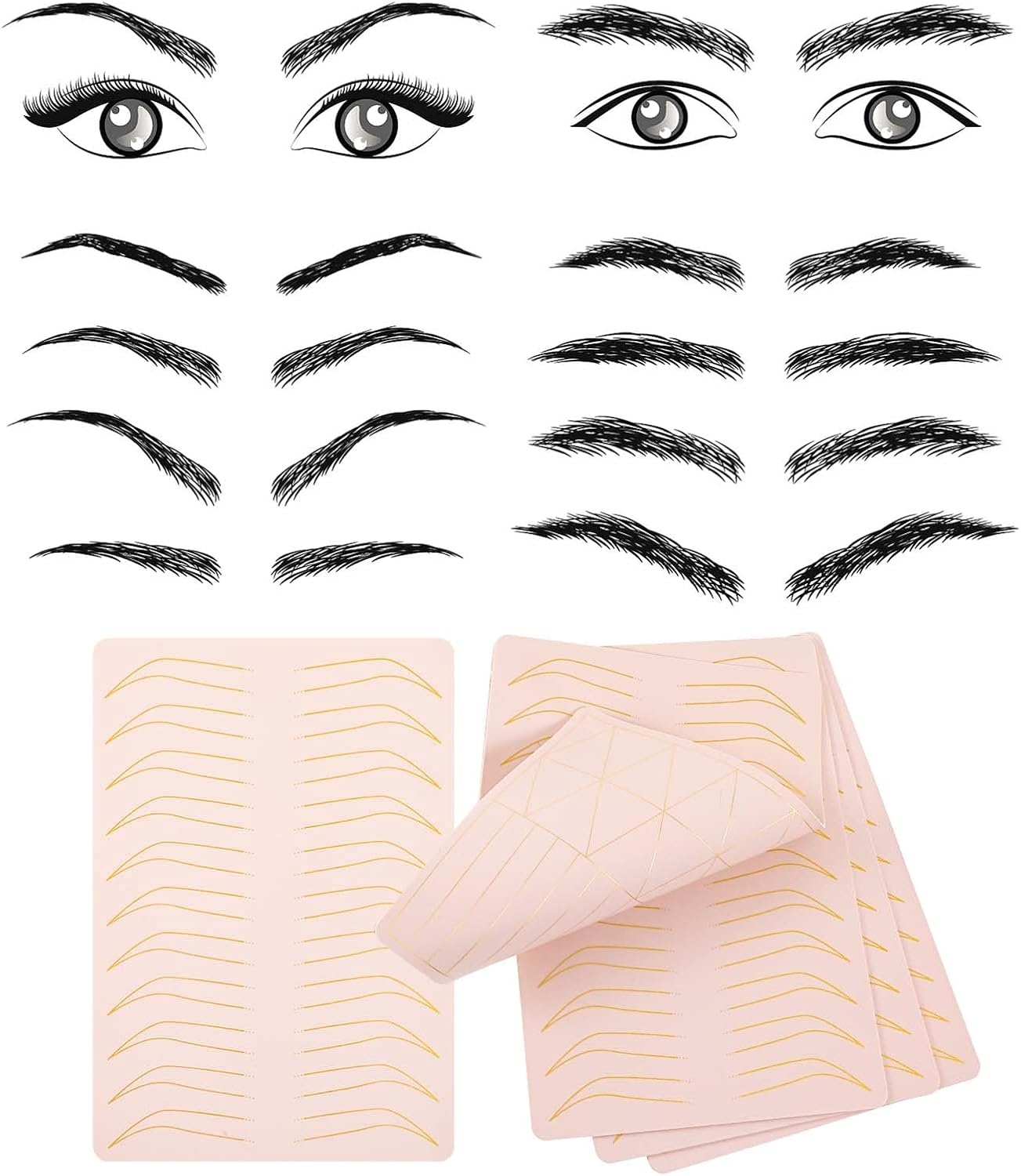 5 Pcs Microblading Practice Fake Skin Sheet for Eyebrow Tattoo, Fake Skin for Tattoo, Micro Blading Eye Brow Makeup, Double Sides Silicone Tattoo Skin Practice Kit, Tattooing Supplies - Image 6