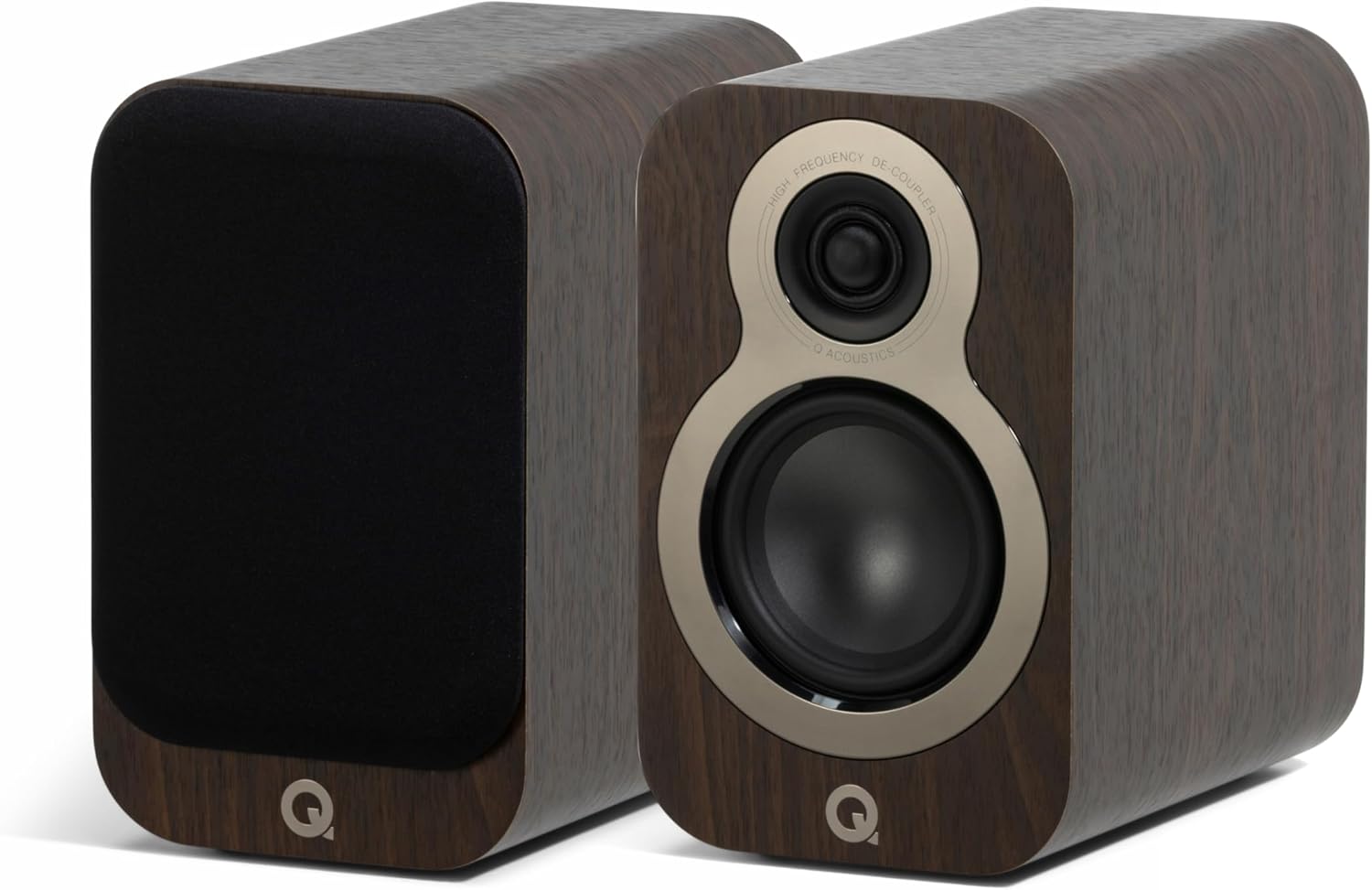 Q Acoustics 3010c Compact Bookshelf Speakers Pair Claro Walnut - 2-Way Reflex Enclosure Type, 4" Bass Driver, 0.9" Tweeter - Stereo Speakers/Passive Speakers for Home Theater Sound System